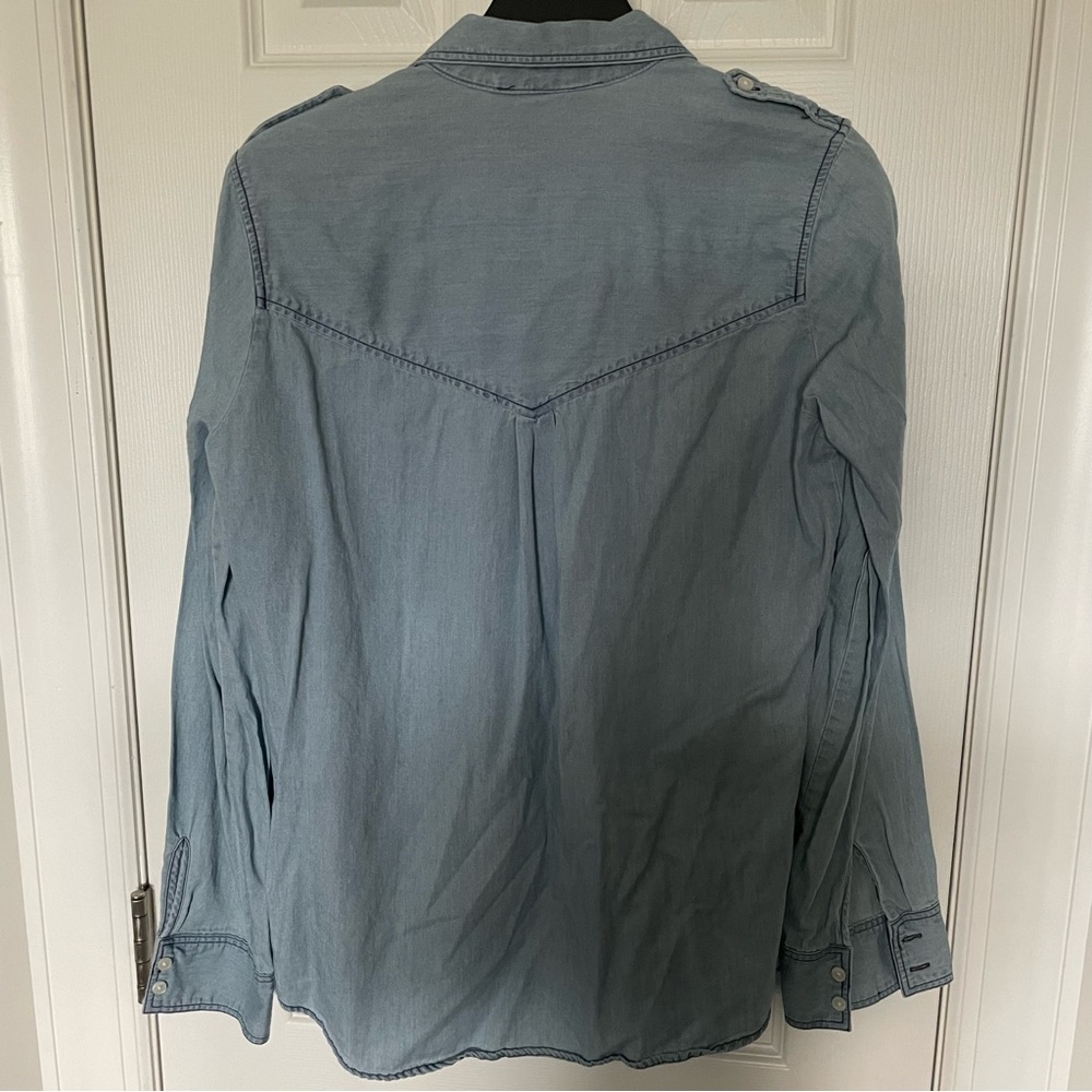 Express Light Wash Denim Boyfriend Shirt XSMALL - Picture 4 of 6